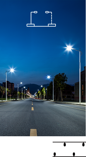Lighting plan for lamp posts on both sides of the road